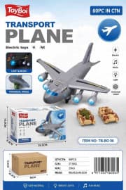 Kidoyz Electric Transport Plane Toy | Cargo Plane with Lights & Music | Universal Wheel Bump & Go Toy