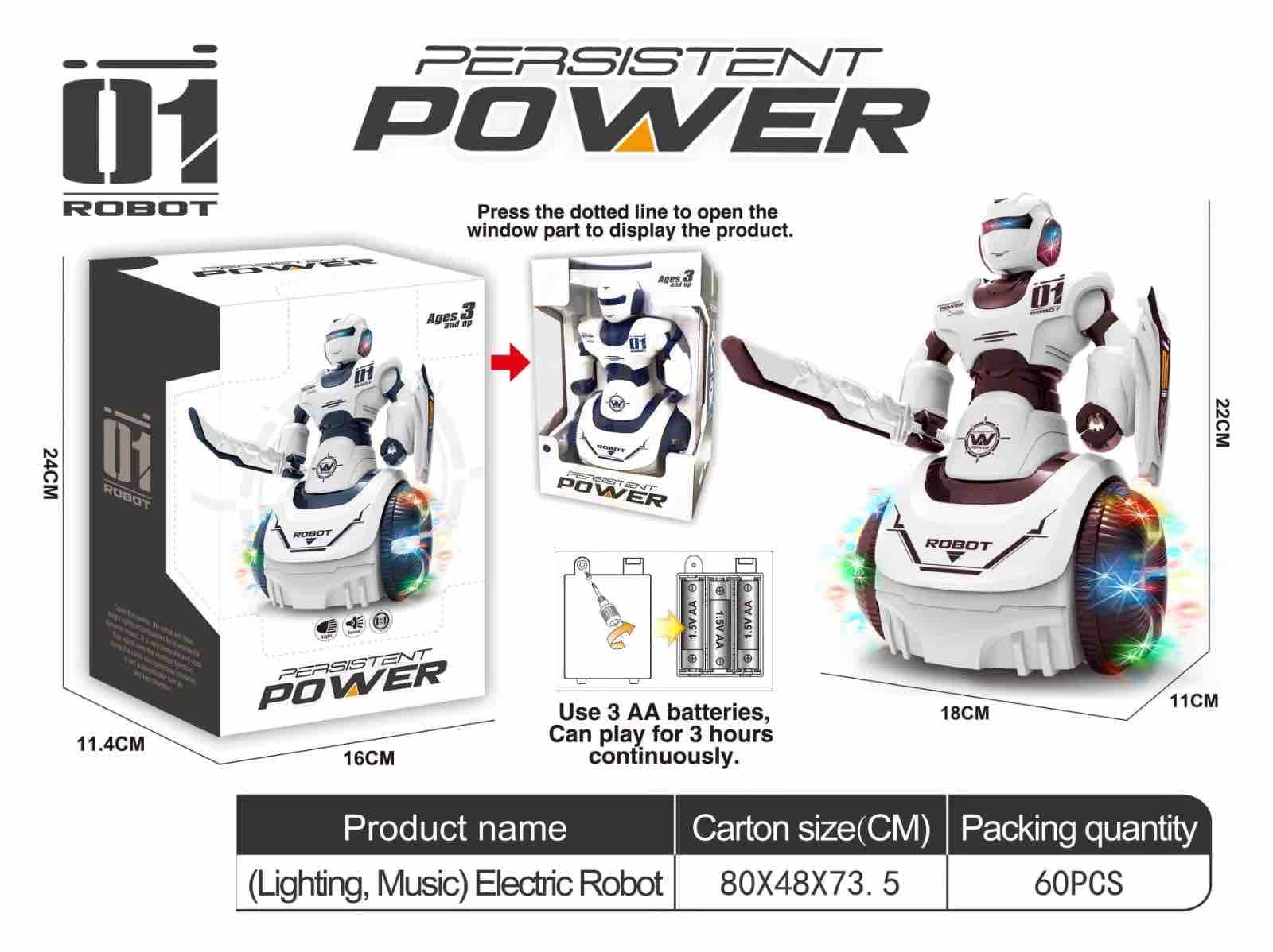 Kidoyz Electric Robot Toy | Persistent Power Robot with 360° Rotation, Lights & Music | Ages 3+ — view 2