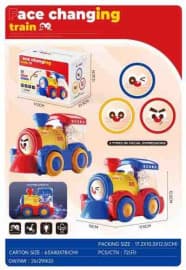 Kidoyz Face Changing Train Toy | Electric Train Engine with 3 Facial Expressions | Bump & Go Toy | Color As Per Stock