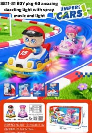 Kidoyz Bumper Car Toy | Electric Bump & Go Car with Dazzling Lights, Spray & Music | Boy & Girl Driver | Color As Per Stock