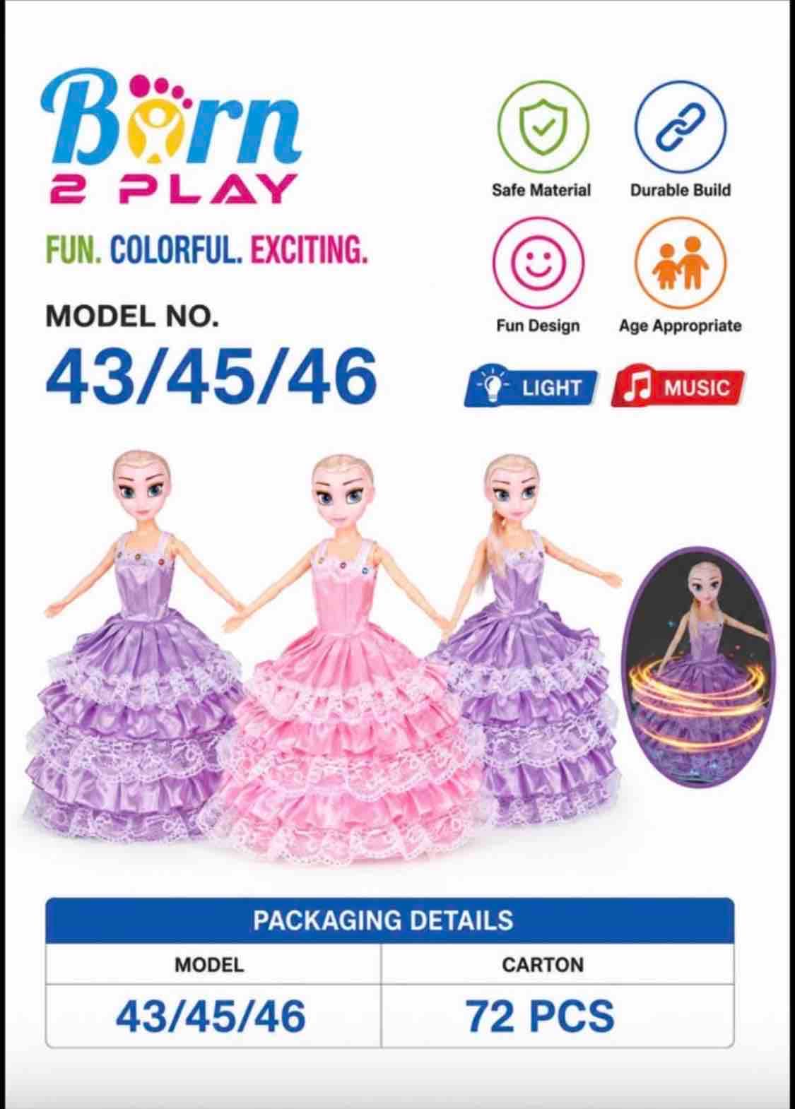 Kidoyz Dancing & Rotating Princess Doll | Electric Doll in Layered Dress with Lights & Music | Musical Toy for Girls | Color As Per Stock
