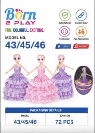 Kidoyz Dancing & Rotating Princess Doll | Electric Doll in Layered Dress with Lights & Music | Musical Toy for Girls | Color As Per Stock