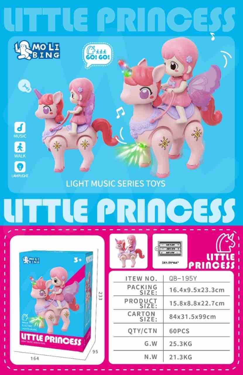 Kidoyz Little Unicorn Princess Toy | Dancing Princess Riding a Unicorn with Light & Music | Ages 3+