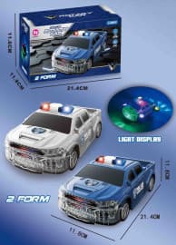 Kidoyz Blue Police Pickup Stunt Car | 2-Form Rotary Electric Car Toy with Light Display