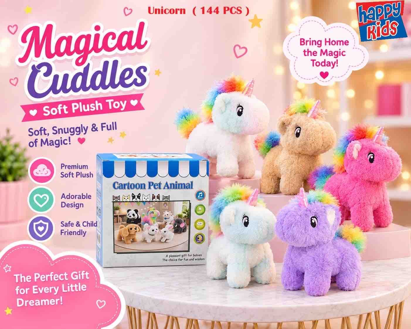 Kidoyz Soft Plush Unicorn Toy | Super Soft Fur Cuddly Stuffed Unicorn with Rainbow Mane | Gift for Kids — view 4