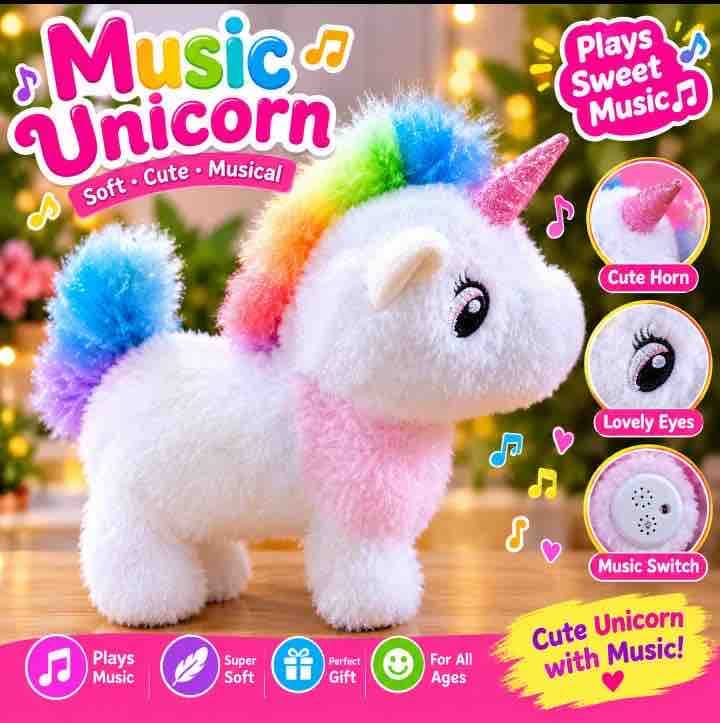 Kidoyz Soft Plush Unicorn Toy | Super Soft Fur Cuddly Stuffed Unicorn with Rainbow Mane | Gift for Kids — view 5