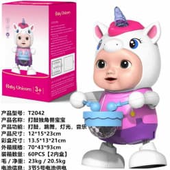 Kidoyz Baby Unicorn Drummer Toy | Dancing Doll That Plays the Drum with Lights & Music | Ages 3+