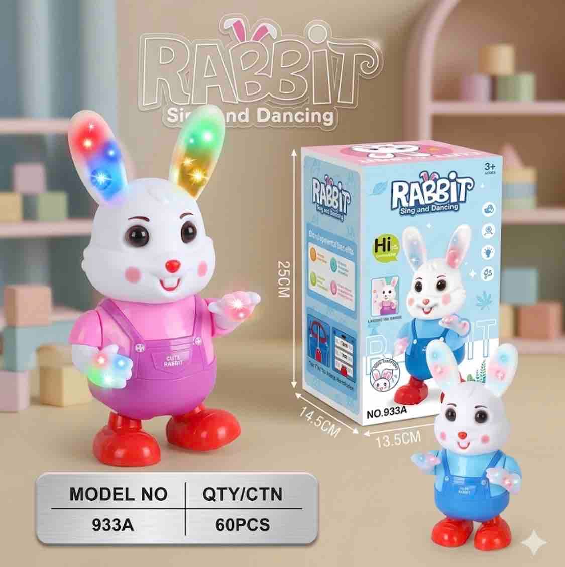 Kidoyz Singing & Dancing Rabbit Toy | Electric Dancing Bunny with Colourful Light-Up Ears & Music | Color As Per Stock