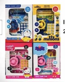 Kidoyz Kids ATM Savings Bank | Piggy Bank with Secret Code Lock | Cartoon Design Money Box | Ages 3+ | Color As Per Stock