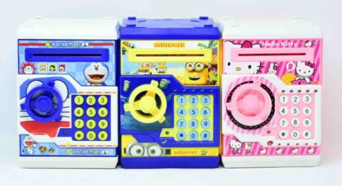 Kidoyz Kids ATM Savings Bank | Piggy Bank with Secret Code Lock | Cartoon Design Money Box | Ages 3+ | Color As Per Stock — view 6