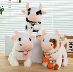 Kidoyz Soft Plush Cow Toy | Cuddly Stuffed Cow with Super Soft Fur | Gift for Kids | Color As Per Stock