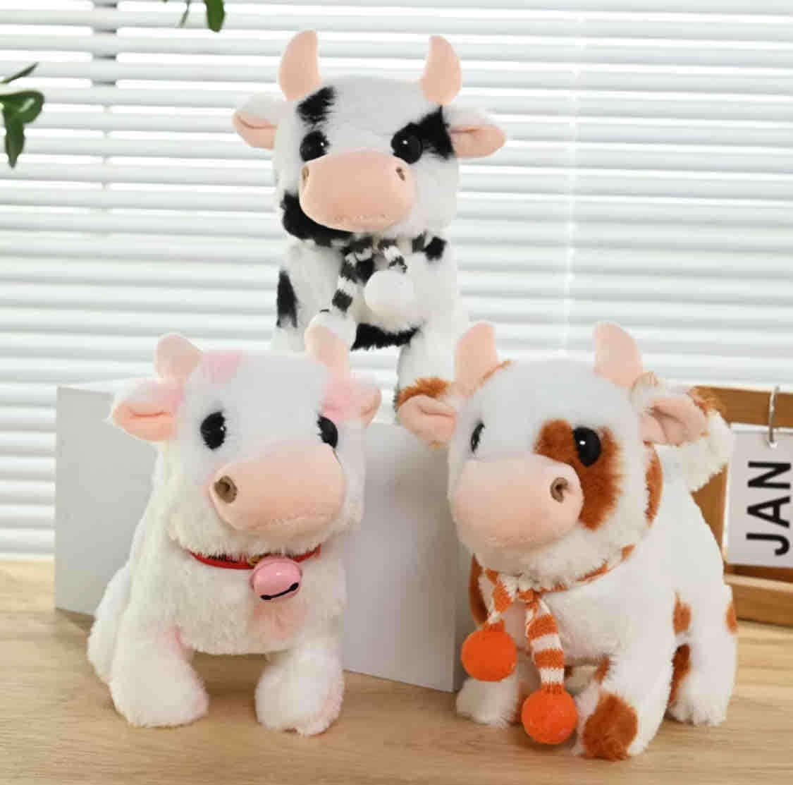Kidoyz Soft Plush Cow Toy | Cuddly Stuffed Cow with Super Soft Fur | Gift for Kids | Color As Per Stock
