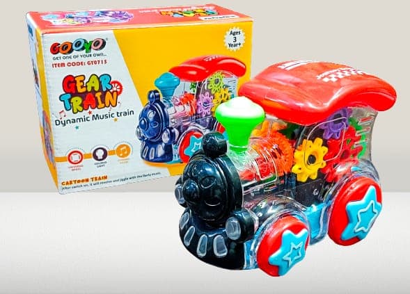 Kidoyz Gear Train Toy | Transparent Gear Electric Train with Dynamic Music & Lights | Bump & Go — view 2