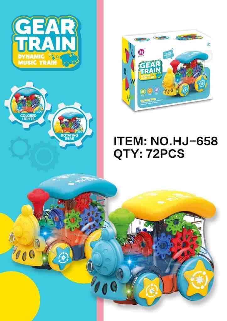 Kidoyz Gear Train Toy | Transparent Gear Electric Train with Dynamic Music & Lights | Bump & Go — view 3