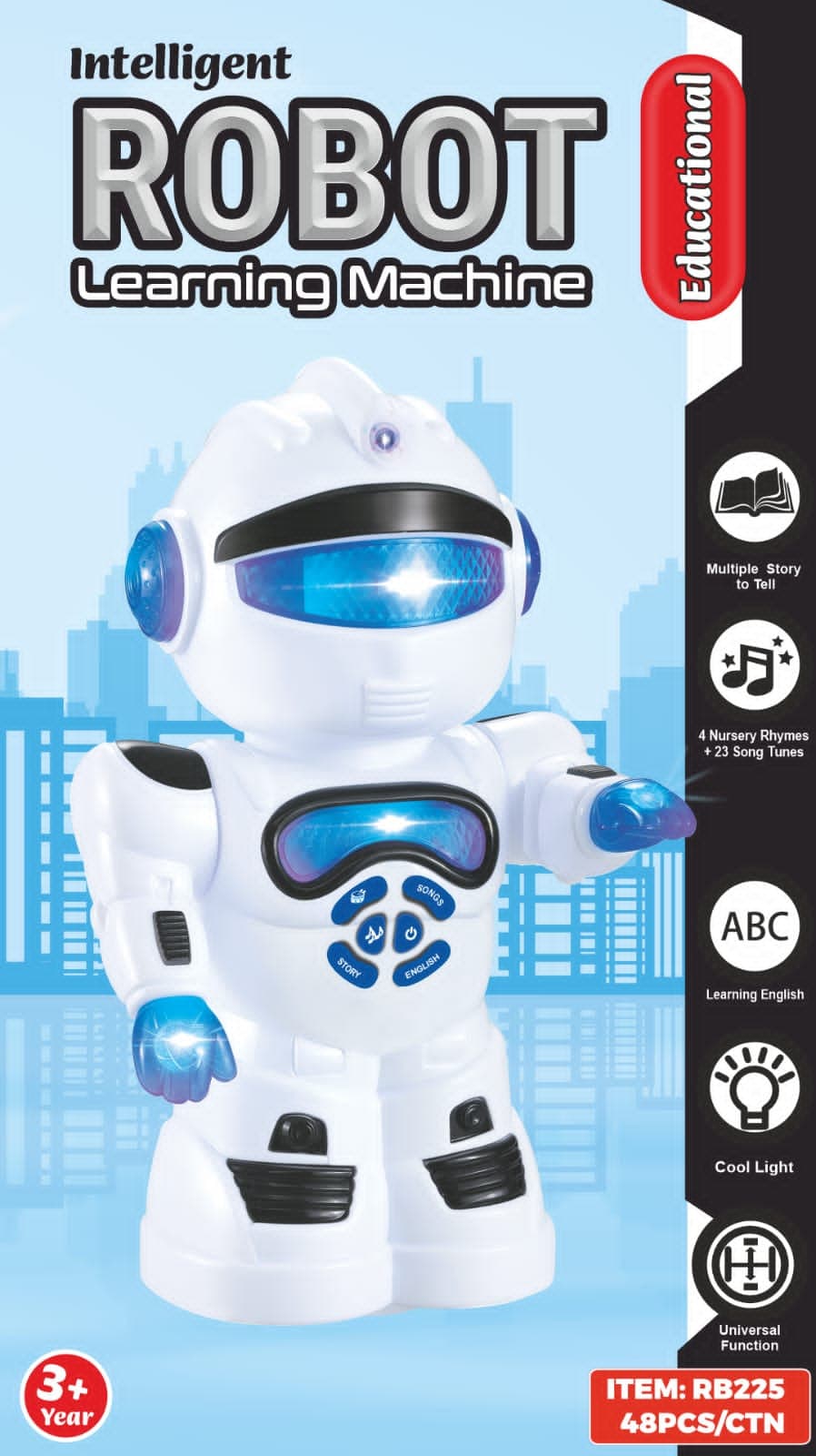 Kidoyz Intelligent Learning Robot | 4 Nursery Rhymes, 22 Songs, Stories & ABC Learning | Light, Music & Bump & Go | Ages 3+ — view 3