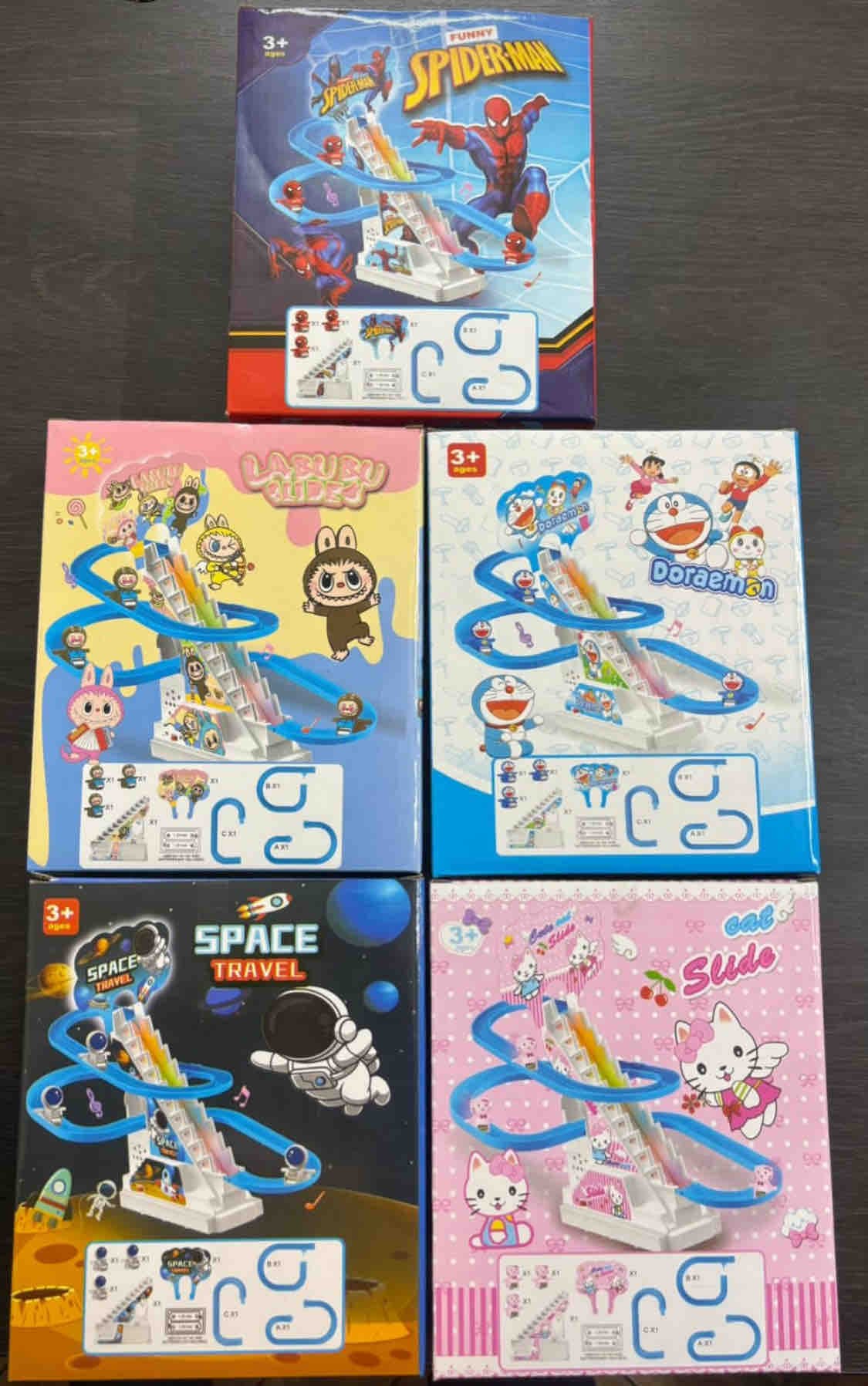 Kidoyz Electric Stair Climbing Slide Track Set | Musical Rail Toy with Lights | Mixed Cartoon Designs | Color As Per Stock — view 3