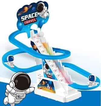 Kidoyz Electric Stair Climbing Slide Track Set | Musical Rail Toy with Lights | Mixed Cartoon Designs | Color As Per Stock