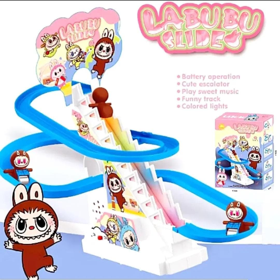 Kidoyz Electric Stair Climbing Slide Track Set | Cute Escalator Rail Toy with Sweet Music & Colourful Lights