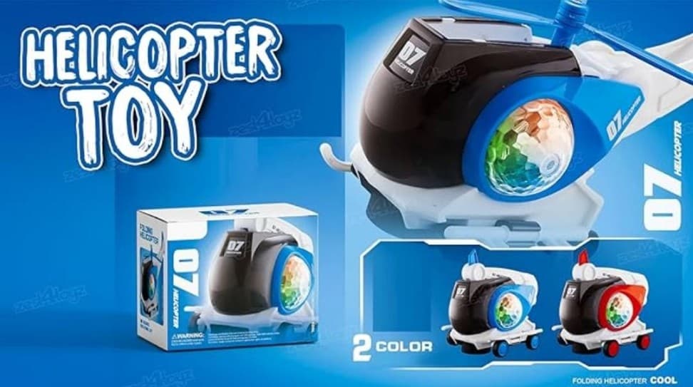 Kidoyz Helicopter Toy | Electric Helicopter with Rotating Light Dome | Color As Per Stock
