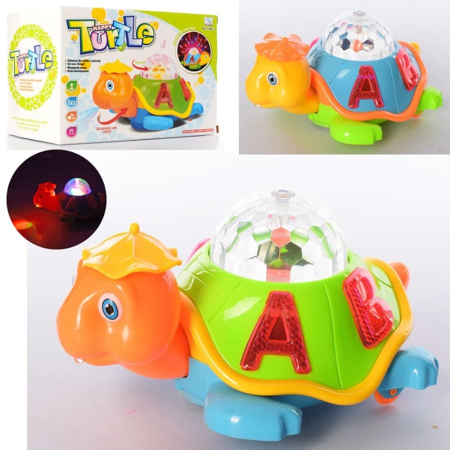 Kidoyz Light-Up Turtle Toy | Turtle with Rotating Light Dome & Alphabet Shell