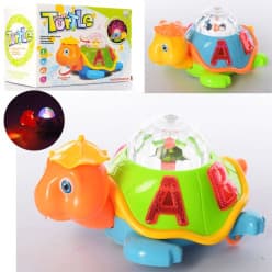 Kidoyz Light-Up Turtle Toy | Turtle with Rotating Light Dome & Alphabet Shell