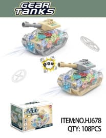 Kidoyz Gear Tank Toy | Transparent Electric Tank with Visible Moving Gears