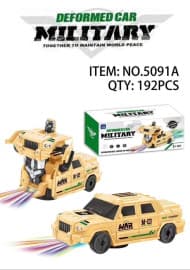 Kidoyz Transforming Pickup Truck Robot Toy | Deformation Car with Light Trails | Police, Military & Red Designs | Color As Per Stock