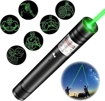 Kidoyz 6-in-1 Green Laser Pointer Pen | Projects Superhero Outline Shapes | Never Point at Eyes | Not for Young Children
