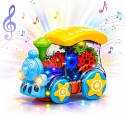 Kidoyz Gear Train Toy | Transparent Gear Electric Train Engine with Moving Gears | Ages 3+ | Color As Per Stock
