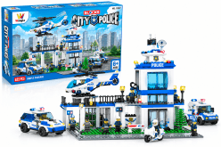 Lego Style City Police Station Building Blocks Set (541 Pcs) | Police Helicopter, Cars & Minifigures