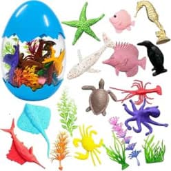 Kidoyz Ocean Animals Egg Set | 12 sea-creature figurines in a collectible egg | Pack of 1