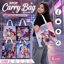 K-Pop Demon Hunters Zip Carry Bag | Tote Bag for School, Travel & Shopping | Color as per Stock dispatched | Pack of 1 Pc kpop
