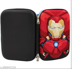 Avengers Iron Man EVA Hard Case Pencil Box for Boys | Zip Geometry Box | Color as per Stock dispatched | Pack of 1 Pc