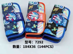 Space Fold-Over Pencil Pouch with Holographic Lining | Kids Stationery Organiser | Color as per Stock dispatched | Pack of 1 Pc