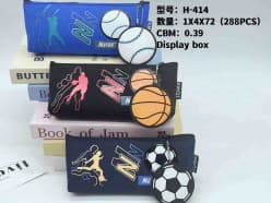 Sports Pencil Pouch with Ball Charm | Basketball, Baseball, Football Zip Pouch for Kids | Color as per Stock dispatched | Pack of 1 Pc