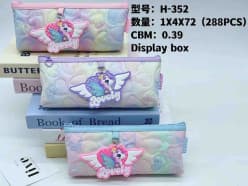 Lovely Unicorn Fairy Quilted Pencil Pouch for Girls | Pastel Zip Pouch with Charm | Color as per Stock dispatched | Pack of 1 Pc