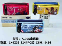Multi-Compartment Pencil Pouch with Combination Lock | Spider-Man, Iron Man, Captain America Zip Case | Color as per Stock dispatched | Pack of 1 Pc
