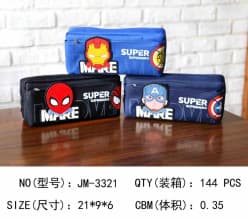 Superhero Double Compartment Pencil Pouch | Iron Man, Spider-Man, Captain America (21 x 9 x 6 cm) | Color as per Stock dispatched | Pack of 1 Pc