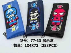 Cool Superhero Pencil Pouch | Captain America, Batman, Spider-Man Zip Pouch for Boys | Color as per Stock dispatched | Pack of 1 Pc