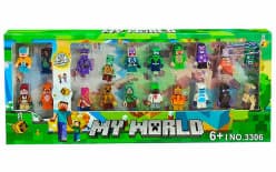 Minecraft Style My World Mini Figures Set (20 Pcs) | Lego Style Building Block Figures | Ages 6+