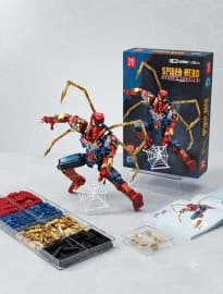 Lego Style Iron Spider-Man Building Block Model Kit | Spider Hero Buildable Poseable Action Figure