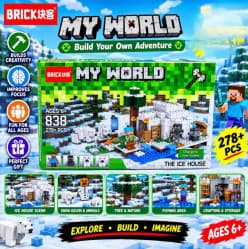 Lego Style My World Ice House Building Blocks Set (278+ Pcs) | Minecraft Style Adventure Set | Ages 6+