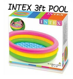 Inflatable Baby Kids Pool 3 ft (86 x 25 cm) | Rainbow 3-Ring Paddling Pool