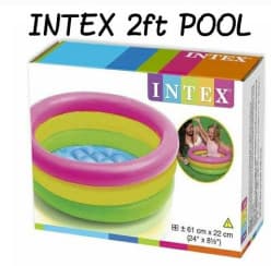Inflatable Baby Kids Pool 2 ft (61 x 22 cm) | Rainbow 3-Ring Paddling Pool