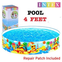 Snap-Set Kids Swimming Pool 4 ft | Rigid Wall Round Pool with Repair Patch