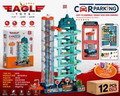 Multi-Level Car Parking Garage Toy | 6-Floor DIY Parking Tower with Electric Elevator, Lights & Stickers | Ages 3+