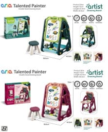 Talented Painter Double-Sided Drawing Board with Stool | Kids Art Easel | Color as per Stock dispatched