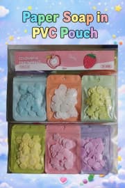 Paper Soap in PVC Pouch Set | 36 Pcs Colourful Flower-Shaped Hand Wash Soap Sheets