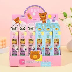 Bear & Panda Fluorescent Highlighter Pens 6 Colour Set | Cute Stationery Highlighters