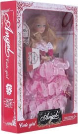 Angel Cute Girl Fashion Doll in Gift Box | Frilled Pink Dress Doll | Ages 3+